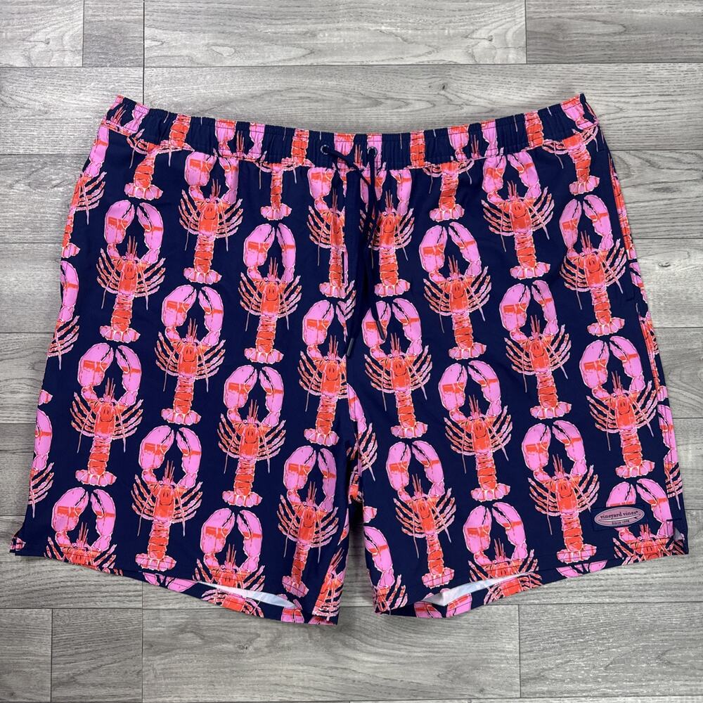 Vineyard Vines 7" Printed Chappy Swim Trunks Short Lobster Navy Blue sz XXL